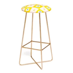 Maritza Lisa White Checkered Flowers Barstool - Deny Designs -Furniture Sales Shop GUEST 00bbc0cd bdd7 44eb 9ac5 38d967f54685