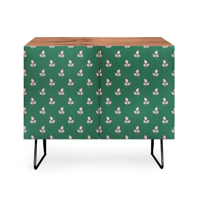 Maritza Lisa Retro Pink Leaf Pattern Credenza - Deny Designs 7 Maritza Lisa Retro Pink Leaf Pattern Credenza - Deny Designs - Image 5