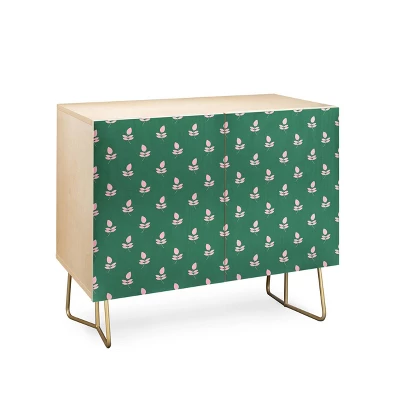 Maritza Lisa Retro Pink Leaf Pattern Credenza - Deny Designs 4 Maritza Lisa Retro Pink Leaf Pattern Credenza - Deny Designs - Image 2