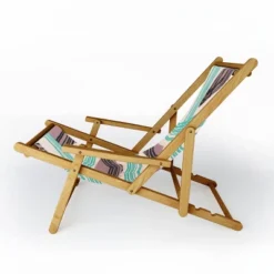 Little Dean Muted Pink And Green Stripe Sling Chair - Green - Deny Designs