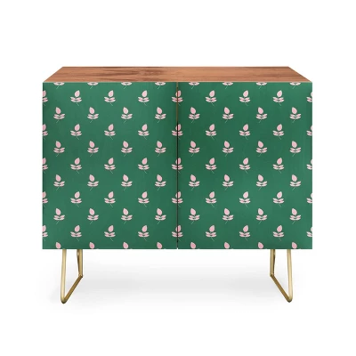 Maritza Lisa Retro Pink Leaf Pattern Credenza - Deny Designs 8 Maritza Lisa Retro Pink Leaf Pattern Credenza - Deny Designs - Image 6