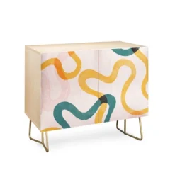 ThirtyOne Illustrations Streamers Gold Legged Credenza - Deny Designs -Furniture Sales Shop GUEST a02a23ed a434 4b68 9233 b15de85da0a8