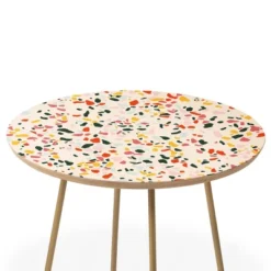 Lane And Lucia Confetti Terrazzo Side Round Table Gold - Deny Designs