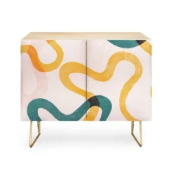 ThirtyOne Illustrations Streamers Gold Legged Credenza - Deny Designs -Furniture Sales Shop GUEST bb5246f5 dad8 4eaf 82b5 78c9d5f82889