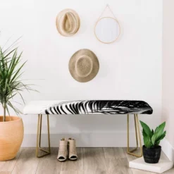 Anita's & Bella's Artwork Palm Leaves Vibes Bench Black/Gold - Deny Designs