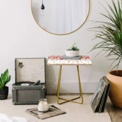 Square Ninola Design Prairie Flowers Countryside Red Side Table White/Gold - Deny Designs -Furniture Sales Shop GUEST da0d3d3e 278a 401b b586 5d441b2aecd2