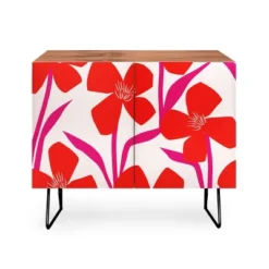 Maritza Lisa Red And Pink Floral Pattern Credenza - Deny Designs -Furniture Sales Shop GUEST df7874b1 49f8 4642 917b 9380baab8b3b