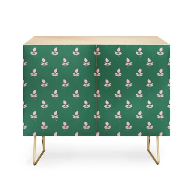 Maritza Lisa Retro Pink Leaf Pattern Credenza - Deny Designs 6 Maritza Lisa Retro Pink Leaf Pattern Credenza - Deny Designs - Image 4
