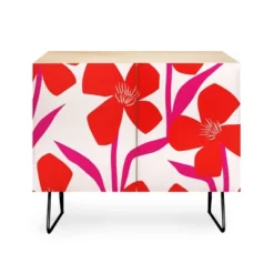 Maritza Lisa Red And Pink Floral Pattern Credenza - Deny Designs -Furniture Sales Shop GUEST ec839f53 b3cd 4e64 b7df bbccda1e97ef